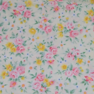Quilting Fabric English Rose Yellow and Pink Floral Print