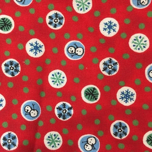 Les pingouins heureux temps des fêtes rouge flocons de neige RJR tissu