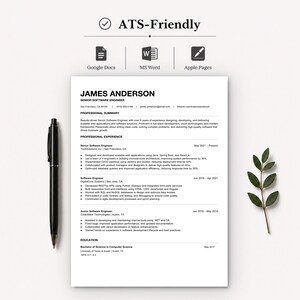 Ensemble de CV d'ingénieur logiciel Executive Slate : modèles de CV ATS pour documents Word et Pages