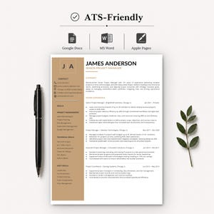 Elegantes Lebenslauf-Paket für Projektmanager – ATS-optimiert – Dokumente für Führungskarrieren – Professionelles Paket