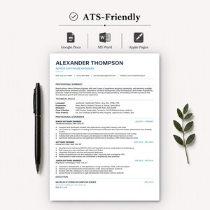 Software Engineer Resume Bundle ATS CV Template Tech Job Application Kit Word Docs Apple Pages