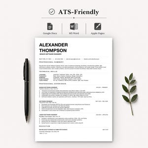 Minimales Lebenslauf-Vorlagenpaket für Softwareentwickler (ATS-optimiert) – Lebenslauf, Anschreiben (Word, Apple Pages)