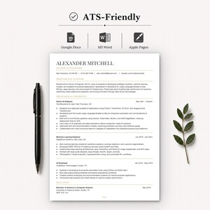 Luxury AI Engineer Resume Template Bundle for Word Google Docs Apple Pages ATS-Friendly