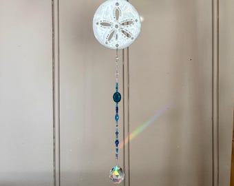 Coastal Sand Dollar Sun Catcher, Hand Made North Carolina Pottery by Dawn Tagawa