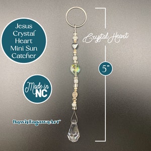 Jesus Car Charm | Crystal Heart Guardian Angel Travel Protection Rearview Charm