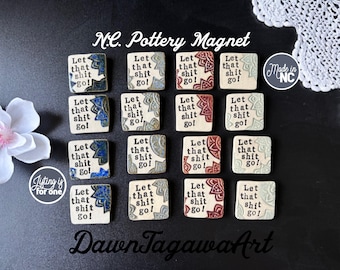 Handmade Pottery Magnet | Funny Zen Fridge Decor, Made in NC