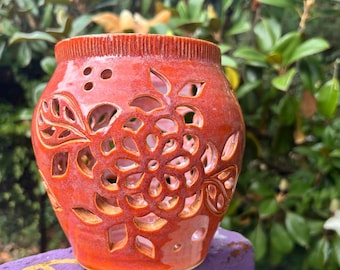 Pottery Candle Lantern Luminary, North Carolina Pottery by Dawn Tagawa