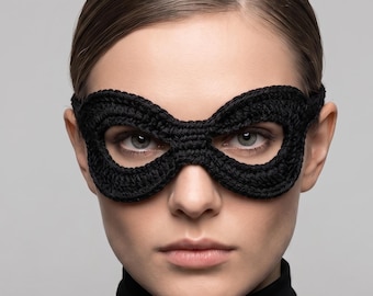 Crochet Mask Pattern PDF, Lace Party Mask, Halloween Costume, Cat-Eye Wire-Shaped Eye Mask, One Size Easy