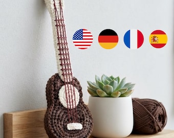 Guitar Crochet Pattern, Crochet Guitar, Amigurumi Guitar, Guitar Pattern, Music Lover Gift, Beginner Crochet Keychain, Digital PDF Tutorial