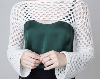 Mesh Crochet Shrug Pattern, Mesh Cardigan, Airy Crochet Bolero, DIY Crochet Project, Summer Shrug, Made to Measure, Beginner Crochet