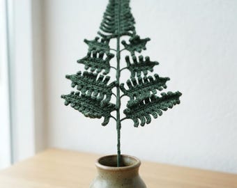 Fern Leaf Crochet Pattern PDF, Botanical Woodland Crochet Fern, Wire Stem Leaf Tutorial, Intermediate Crochet Pattern, Digital Download