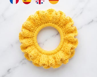 Ruffle Crochet hair tie Pattern PDF Beginner Hair Tie Tutorial, 4 Languages Instant Download, Cute Handmade Gift
