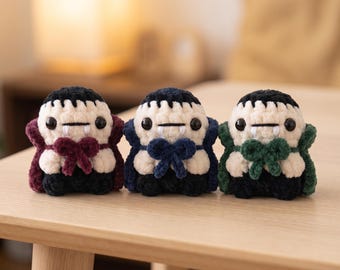 Vampire Crochet Pattern, Amigurumi Pattern, No Sew Crochet Vampire, Halloween Crochet, Spooky Crochet, Dracula Ornament, Gothic Crochet Deco