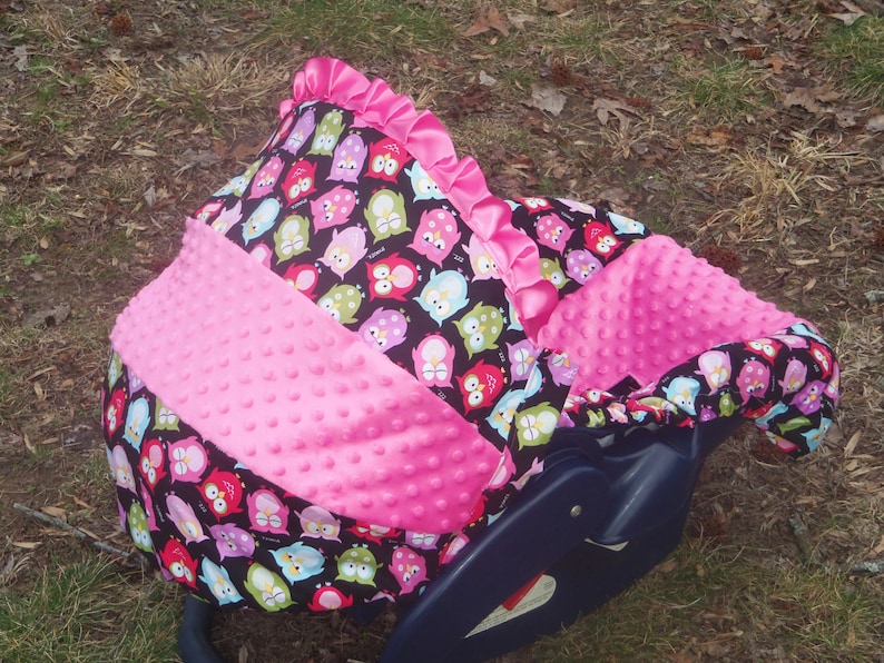 Owl pink Minky baby car seat cover infant seat cover slip Etsy