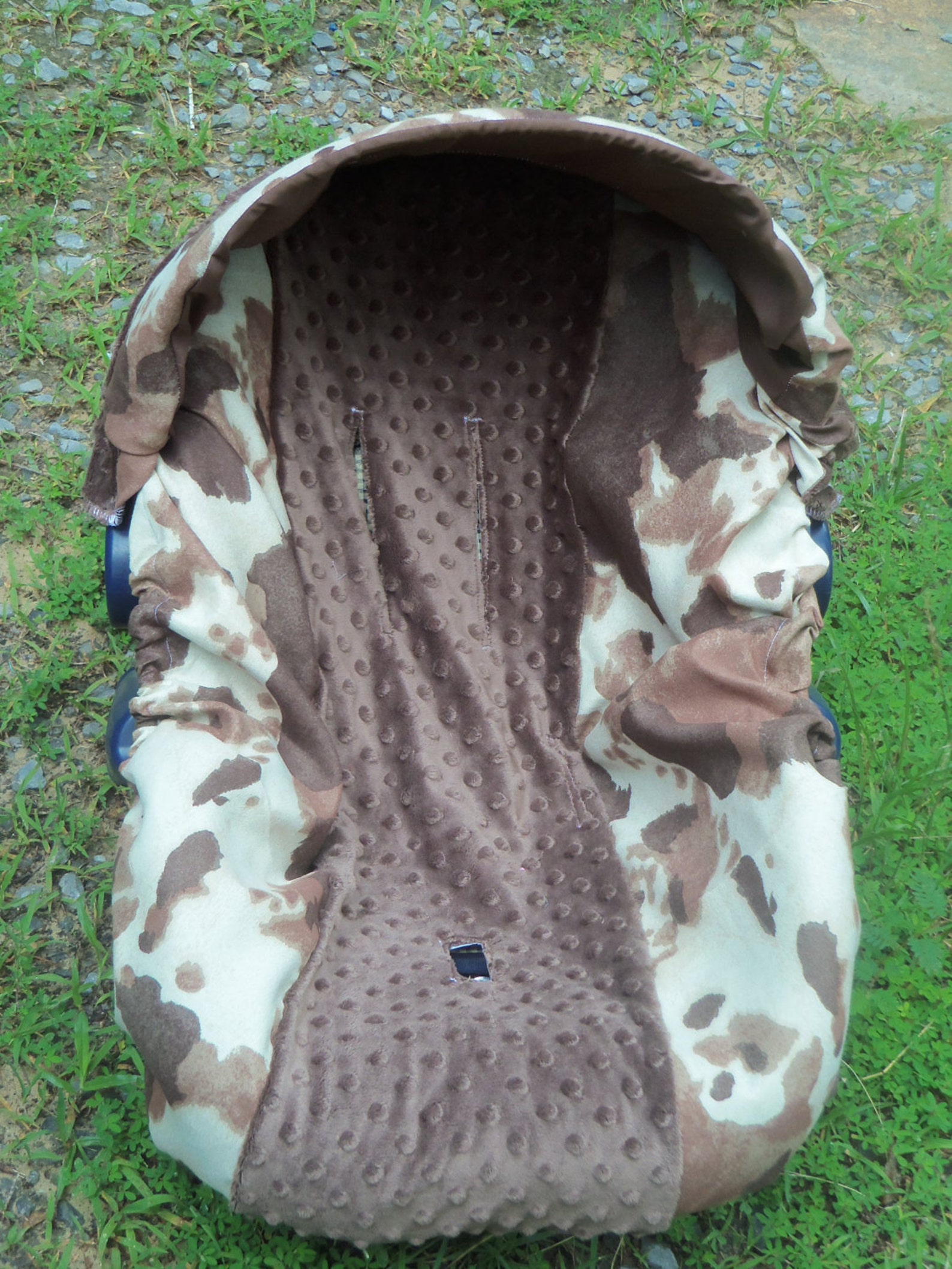 Brown suede cowhide minky baby car seat cover infant seat Etsy