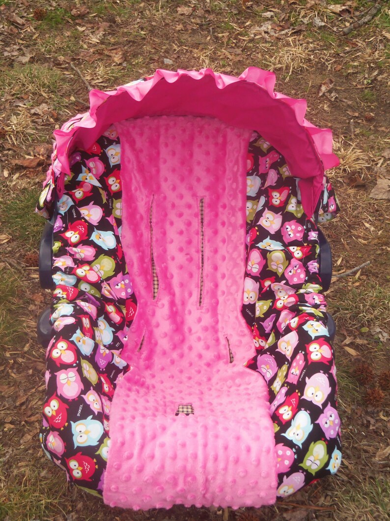Owl pink Minky baby car seat cover infant seat cover slip Etsy