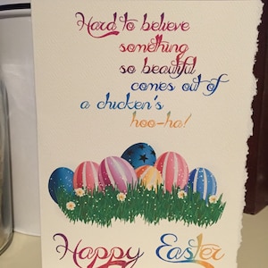 Tarjeta de Pascua, tarjeta de huevo de Pascua, tarjeta de Pascua divertida, pollitos hoo ha [TARJETA DE PASCUA]