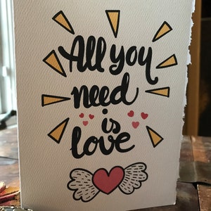 tout ce dont vous avez besoin c'est de l'amour, une carte d'amour, la saint-valentin, les beatles, [ cartes d'amour, cartes de la saint valentin ]