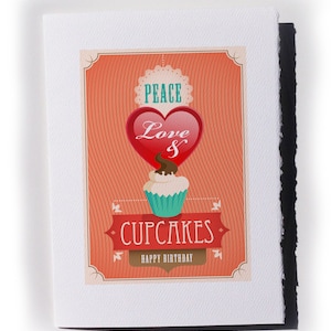 paz amor e cupcakes aniversário, cartão de feliz aniversário [cartão de aniversário]