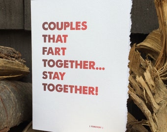 couples that fart... valentines day card, fart card, stay together [ good thoughts cards / love ]