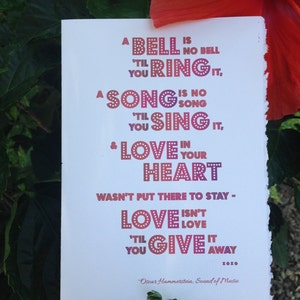 het geluid van muziekcitaatkaart, de liefde in je hart, verlovingskaart, trouwkaart, liefdeskaart, [liefdeskaarten, valentijnskaarten]