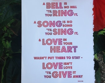 the sound of music quote card, the love in your heart, engagement card, wedding card, love card,[ love cards, valentines day cards ]