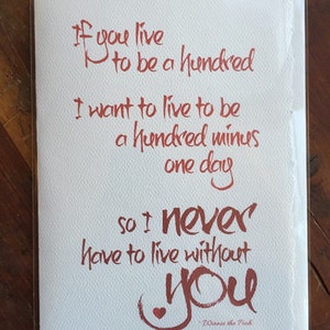 Tarjeta de Winnie the Pooh, si vivo hasta los 100, tarjeta de amor de Winnie the Pooh [tarjetas de buenos pensamientos, amor]