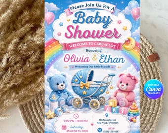 inbjudan till babyshower med nallebjörn
