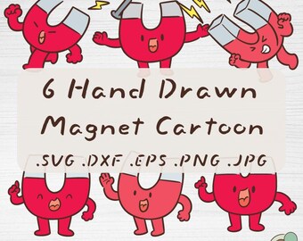 Paquete de imágenes prediseñadas SVG de imanes de herradura dibujados a mano (descarga digital)