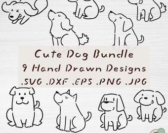 Dog Outline SVG Bundle, Hand Drawn , Puppy Clipart (Digital Download)