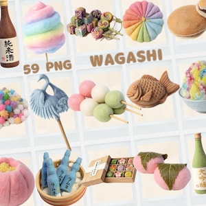 World's First！？ Wool Felt-Texture 3D Digital Stickers ,Japanese Wagashi Collection, Realistic Wool Felt Textures for GoodNotes & Notability