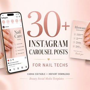 Instagram-karusell för Nail Tech | 30+ Canva-mallar (digital nedladdning)
