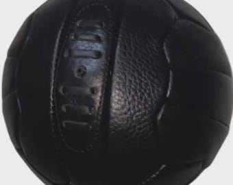 Vintage Schwarzer Leder Fußball Ball, Handgenäht Größe 5 - Hohe Sichtbarkeit Outdoor Spielball