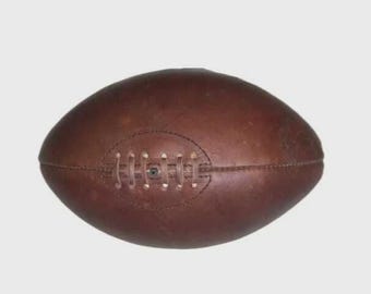 Vintage rugbybal met 4 panelen, maat 5, leer – bruine buitenwedstrijdbal voor voetbal en rugby