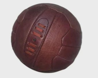 Premium Hand-Stitched Brown Leather Soccer Ball - Size 5 for Outdoor Play