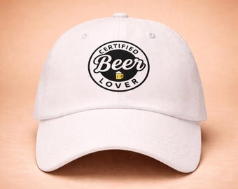 Certified Beer Lover Dad Hat – White Cotton Twill Brewery Cap