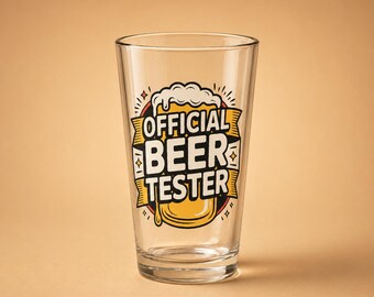 Official Beer Tester Pint Glass – Craft Beer Lover Gift, 16oz Brewery Glass