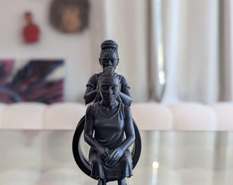 The Braider, Black Figurative Mini Sculpture by Marcus Rosser