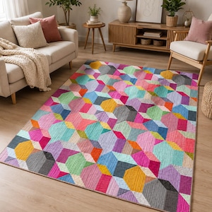 Modèle de courtepointe géométrique moderne (PDF) | Courtepointe patchwork | Téléchargement instantané