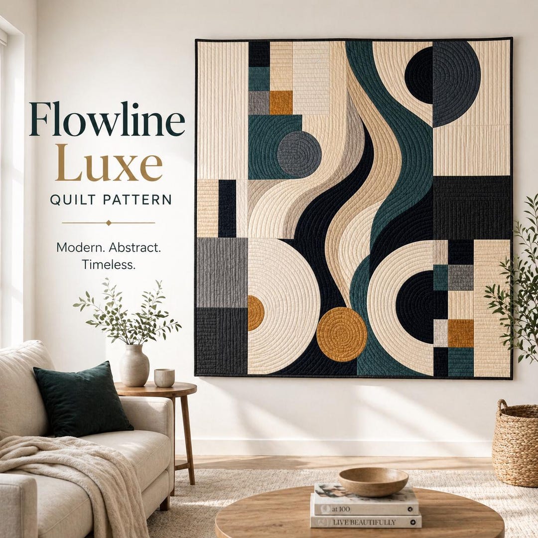 Flowline Luxe Modern Quilt Pattern, Geometric Quilt Design, Abstract ...