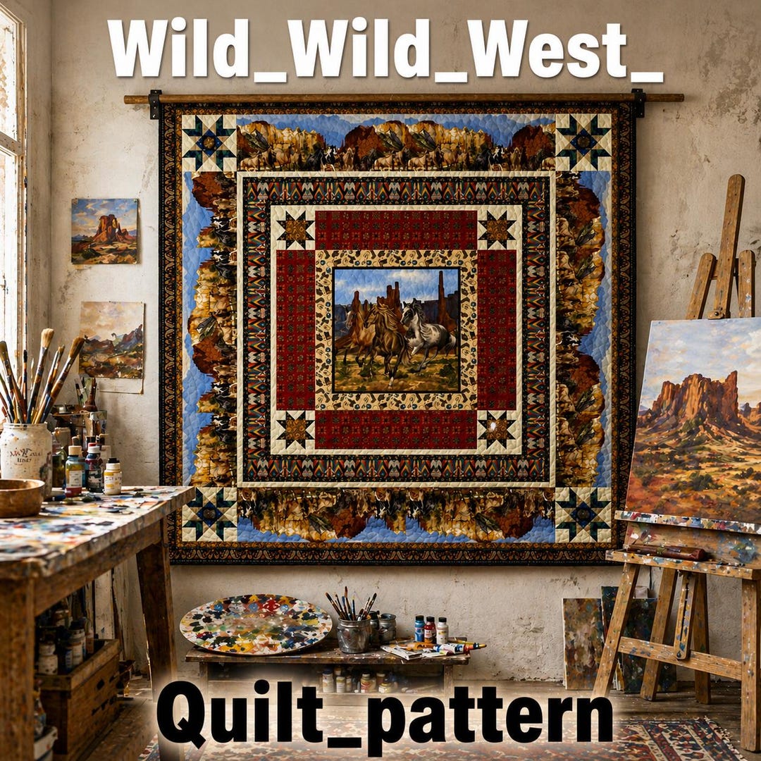 Western Quilt Pattern PDF, Cowboy Quilt Pattern, Horse Quilt Design ...