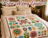 Flea Market Flowers Quilt Pattern PDF, Floral Quilt Sew Along, Flower Quilt Pattern, Vintage Quilt Pattern, Instant Download