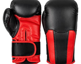 Professionelle Boxhandschuhe, rot & schwarz, Trainingshandschuhe für Boxen, Kickboxen, Sparring, Fitness, Kampfsport, Muay Thai und Kampfsportarten