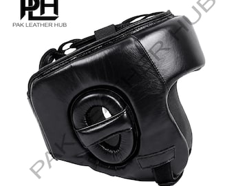customized Handmade Leather Boxing Head Guard – Full Face Protective Sparring Helmet for MMA, Kickboxing
