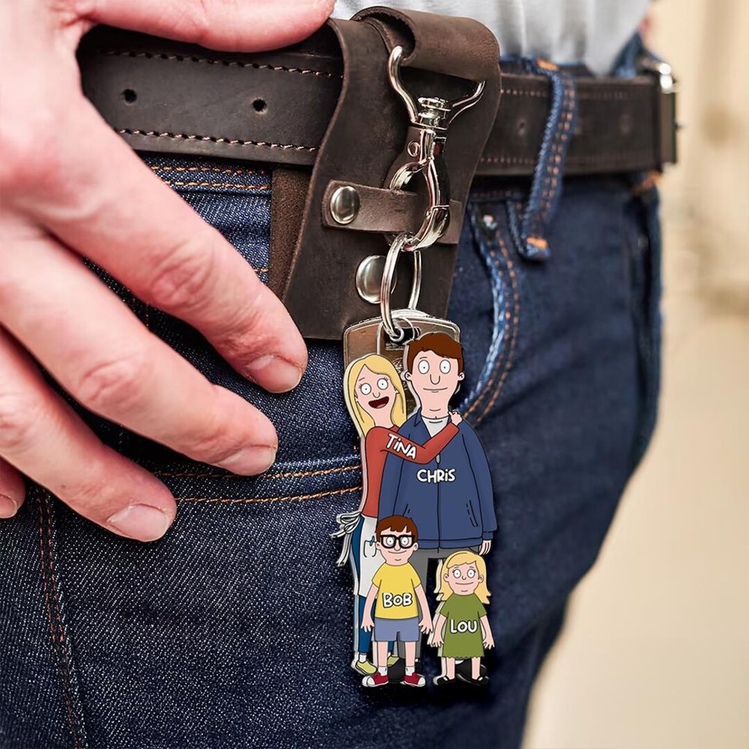 Personalized Cartoon Family Keychain, Custom Animated Portrait Gift for ...