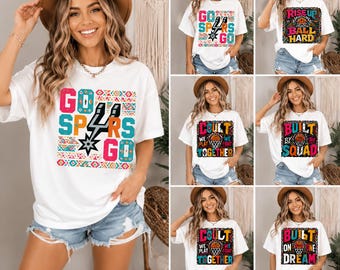 Go Spurs Go PNG Bundle, conception de chemise San Antonio Spurs Fiesta, graphique de jour de match de basket-ball rétro, sublimation aztèque Streetwear PNG, sport F