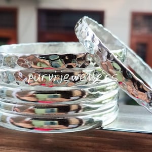 Armringar i hamrat silver, handgjorda boho-armband | minimalistiska stapelbara texturerade armband | smycken, gåva till henne