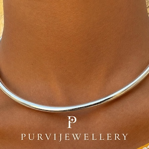 Collar minimalista de plata de ley 925, gargantilla, joyería tribal llamativa.