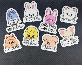 SKZOO Meme Sticker Pack OT8 Set | Stray Kids Inspired Funny Stickers | SKZ Meme Stickers | STAY Kpop Gift | Fanmade Sticker Set
