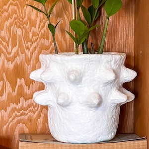 Paper mache vessel / pot / vase in White